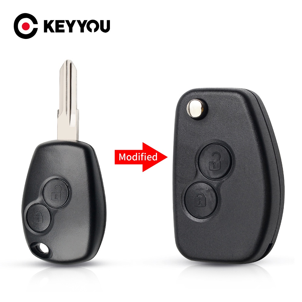 KEYYOU CE0523 2/3 BT Filp Remote Car Key Shell Case For Peugeot