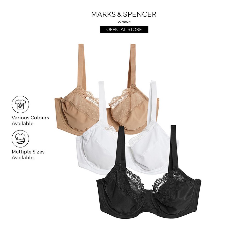 MARKS & SPENCER M&S 3pk Non Wired Full Cup Bra 2024, Buy MARKS & SPENCER  Online