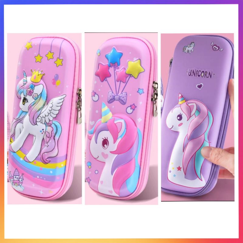 3D Eva Large Capacity Cartoon Unicorn Zip Pencil Case Organizer School Beg  Alat Tulis Sekolah 3D立体小学生笔盒 [READY STOCK]