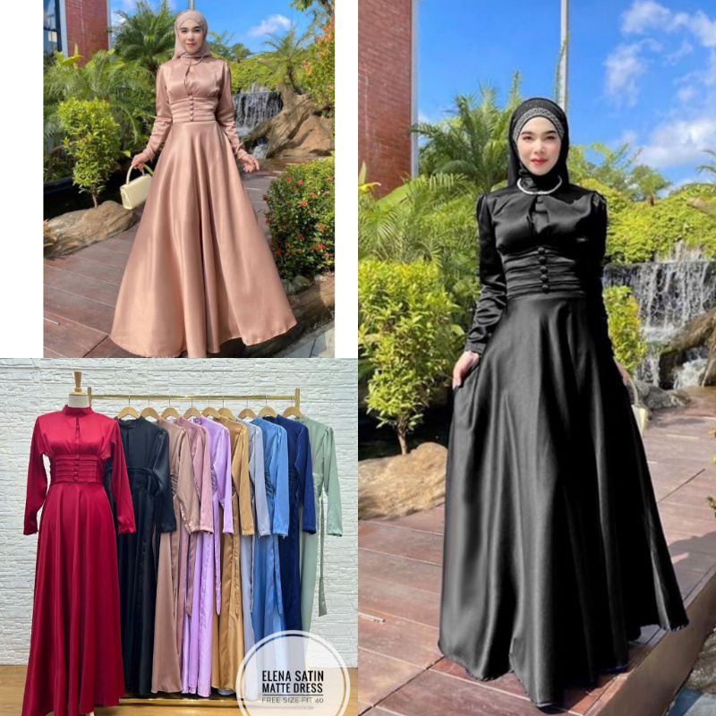 Harga lelong Dress satin matte ELENA FREE size Shopee Malaysia