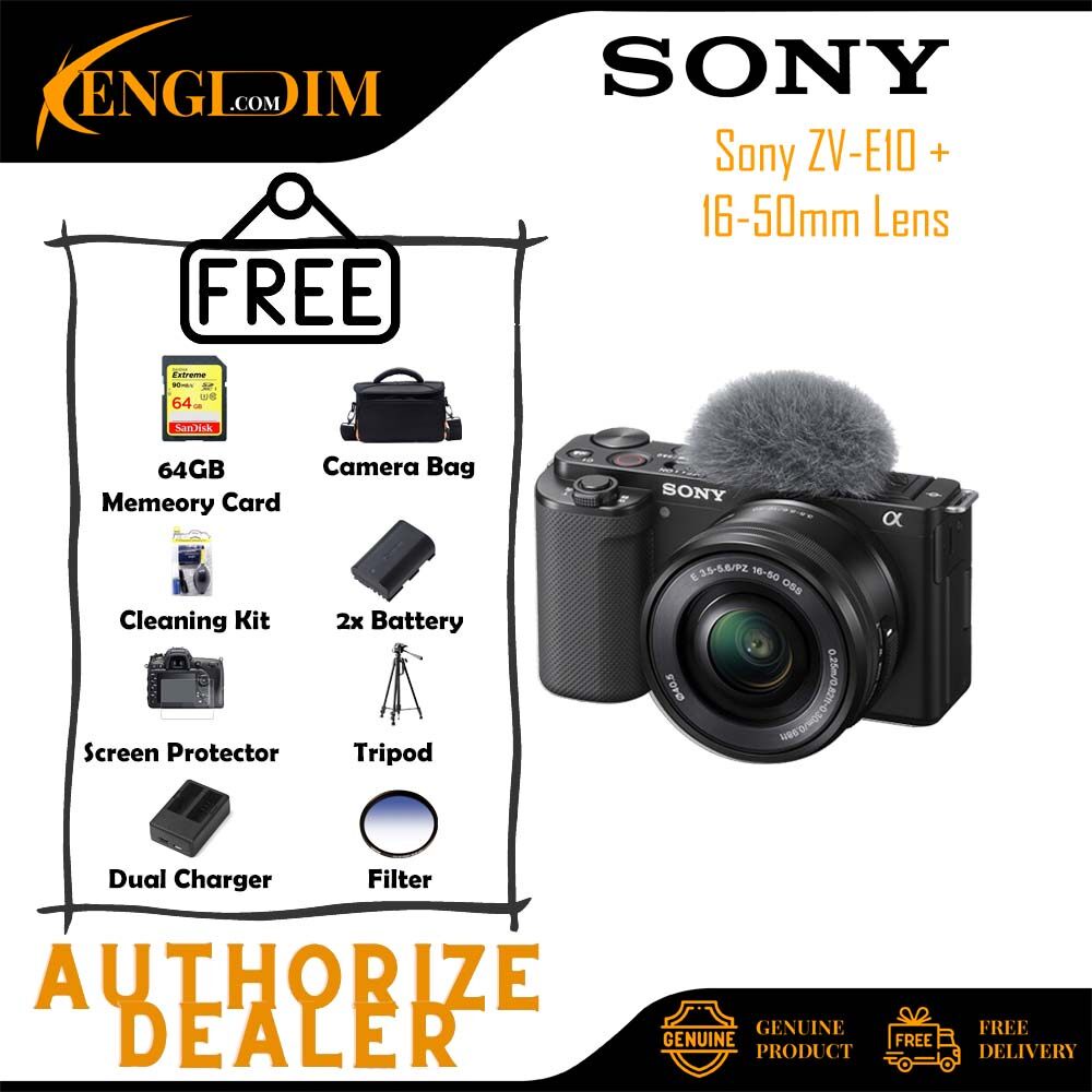 Sony ZV-E10 Mirrorless Camera & 16-50mm f/3.5-5.6/PZ OSS Lens