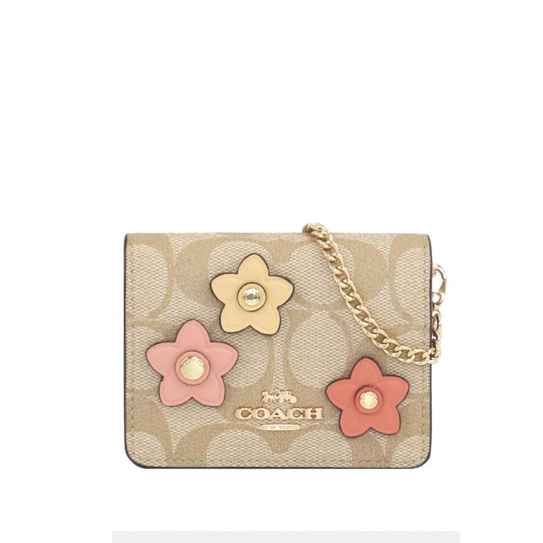 NWT Coach Mini Wallet On A Chain In Signature Canvas With Floral