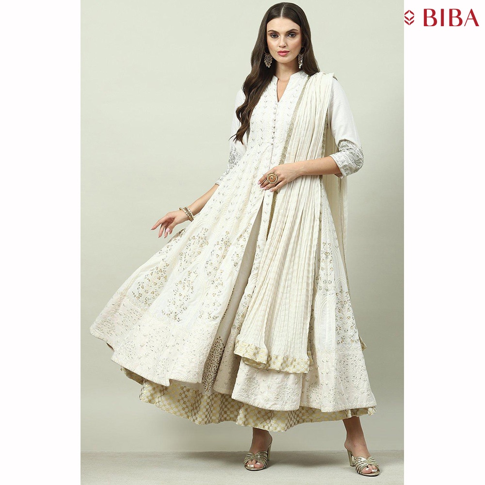 Biba 2024 white anarkali