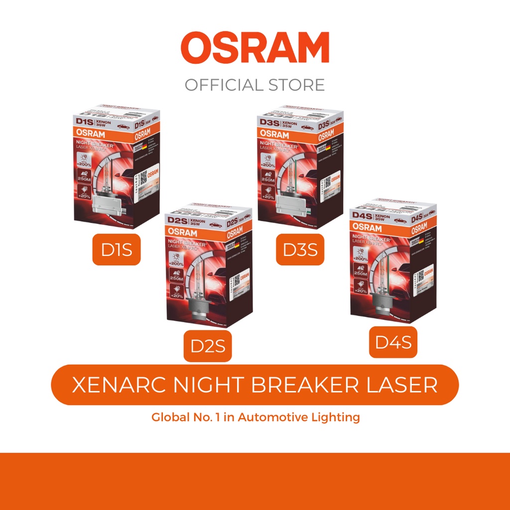 OSRAM XENARC Night Breaker Laser, HID, 1 PC, All Sizes, D1S, D2S, D3S,  D4S, 100% Original