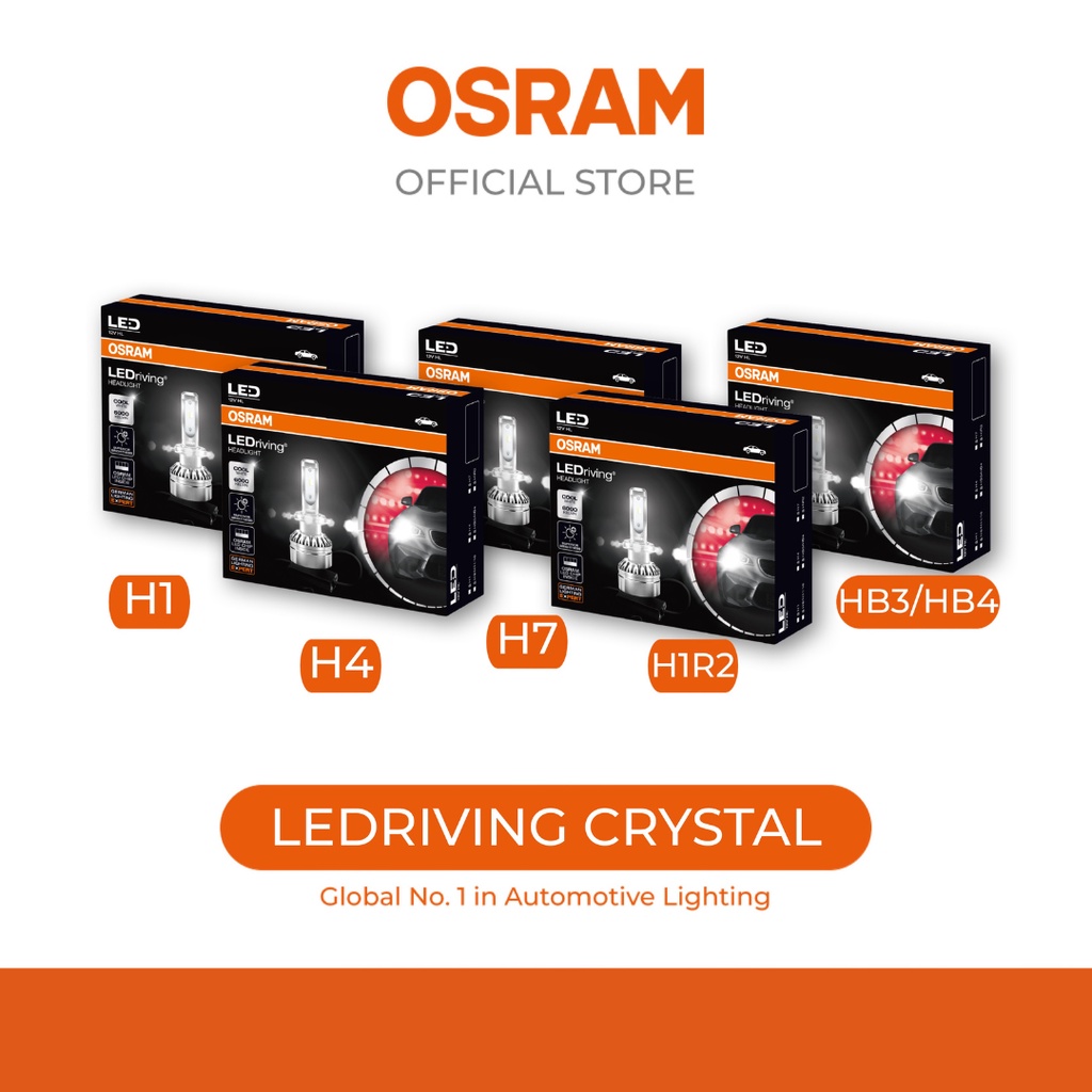 OSRAM LEDriving Crystal, LED, 1 SET (2 PCS), All Sizes, H1, H4, H7,  H1R2, HB3/HB4, 100% Original