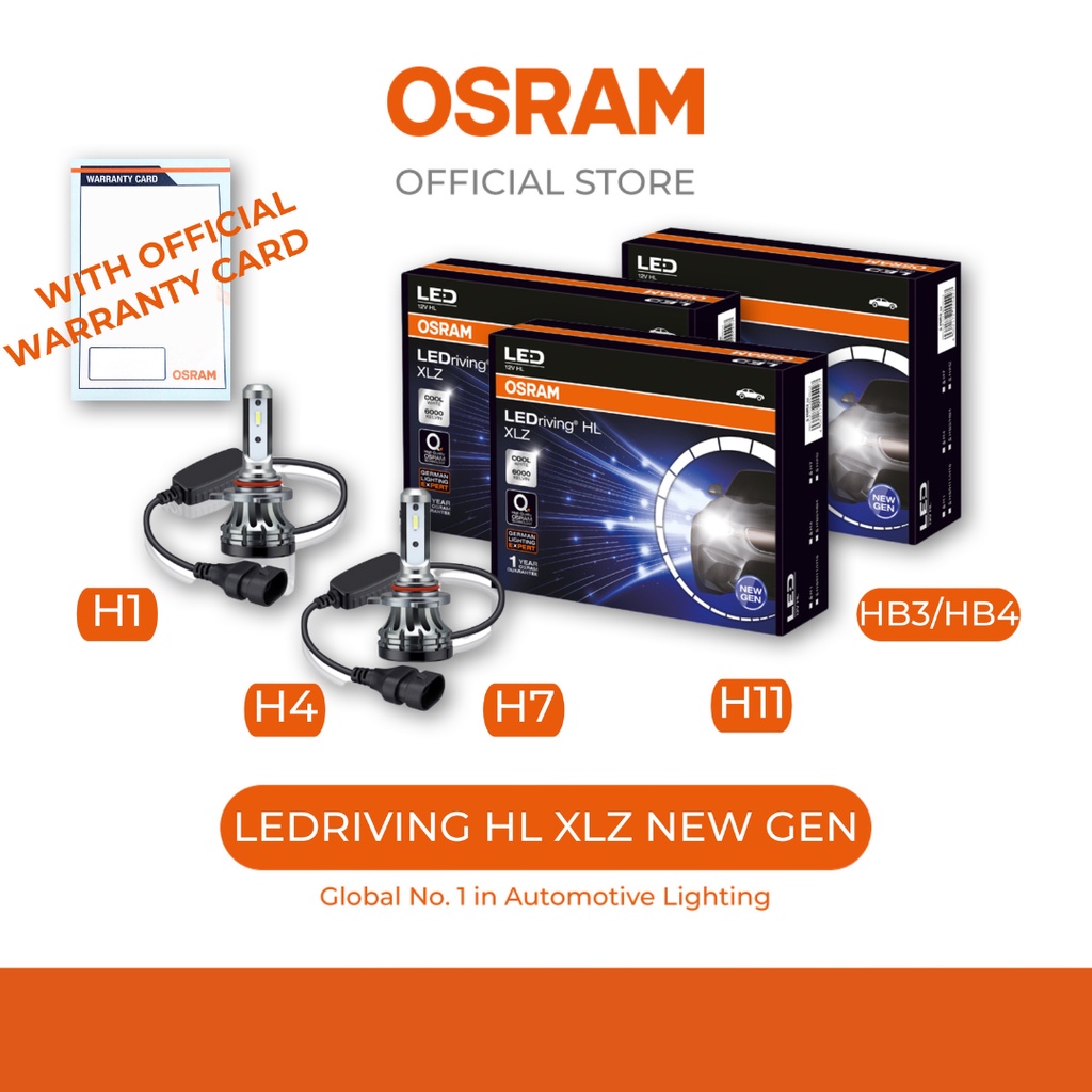 OSRAM LEDriving XLZ New GEN w/ WARRANTY CARD, LED, 1 SET (2 PCS), All  Size, H1, H4, H7, H11, HB3/HB4, 100% Original