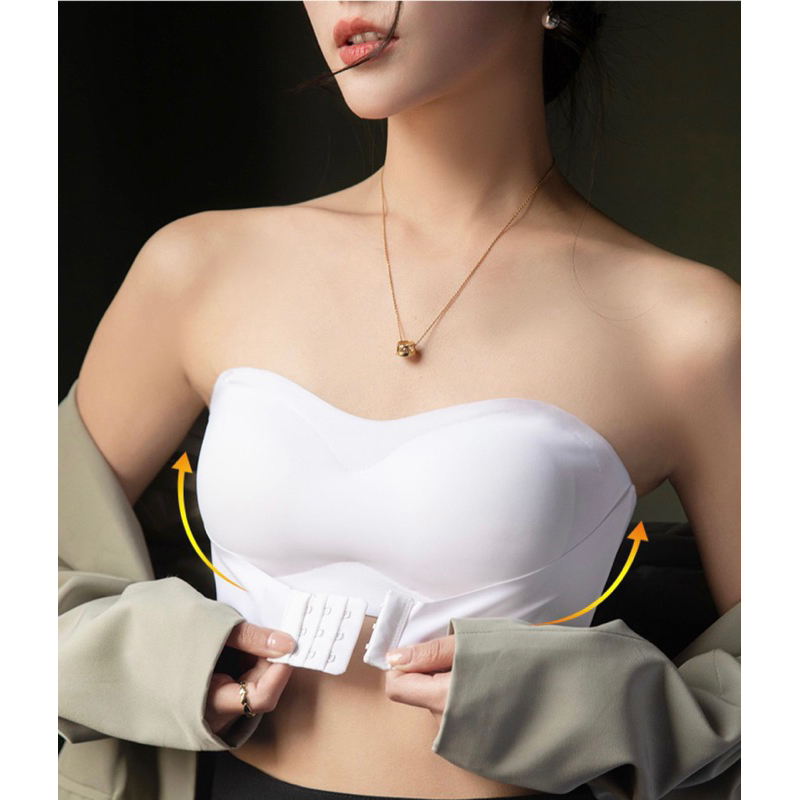 Invisible Push Up Strapless Bra with Front Buckle for Women | Comfortable  Elastic Fabric | Convertible Styles | Seamless Contour Cups