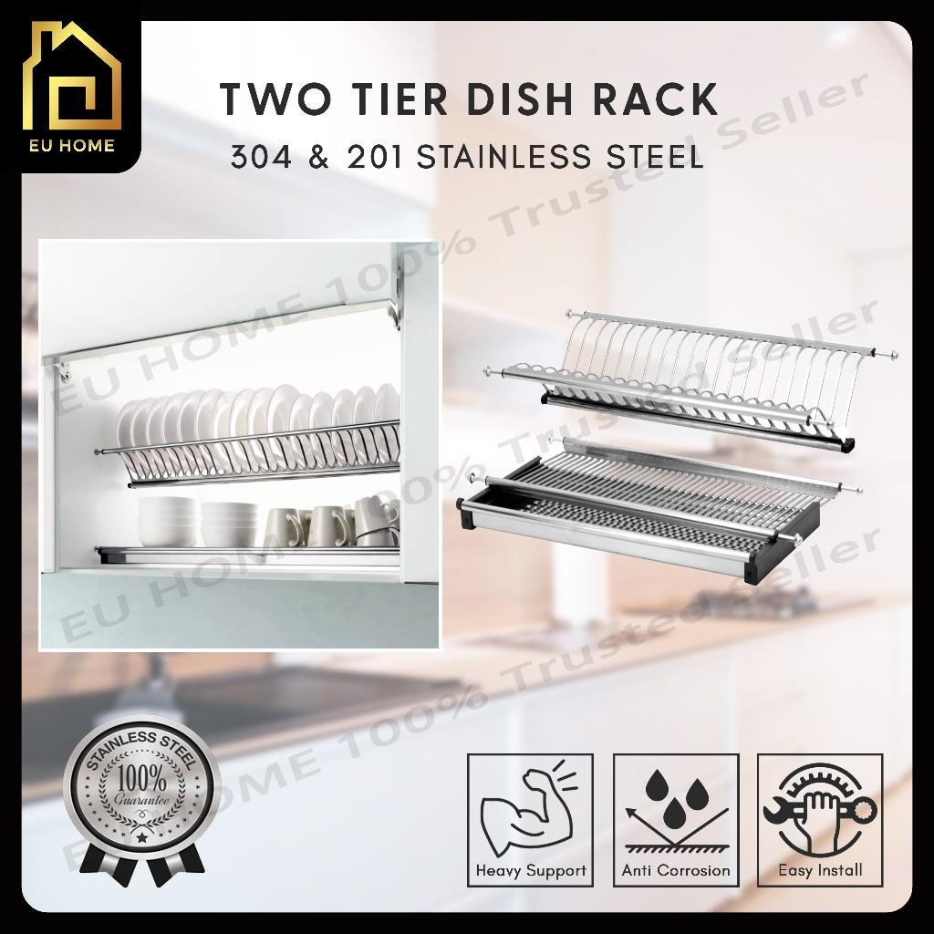 STAINLESS STEEL DISH RACK FOR KITCHEN CABINET HANGING DISH RACK RAK PINGGAN  600MM 800MM 900MM