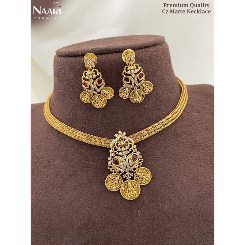 Cz matte finish premium quality necklace shop
