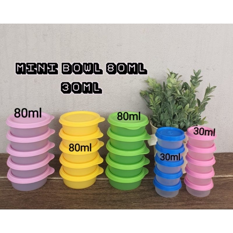 Tupperware Small Round Container 80ml (2 PCS) or Mini Round Container 30ml  (2 PCS) - Yellow / Purple / Blue