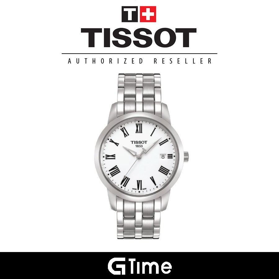 Official Tissot Warranty Tissot T033.410.11.013.01 Men s Classic Dream Quartz Steel Watch White T0334101101301