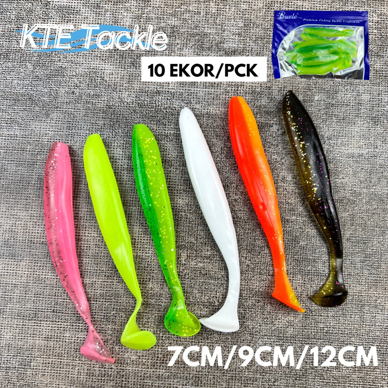 KTE】 10pcs T-Tail Soft Plastic Killer Toman Snakehead Soft Lure