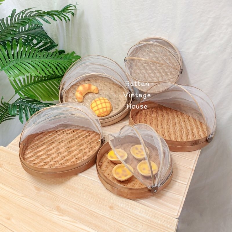 Handmade Food Tray With Mesh Net Cover 
