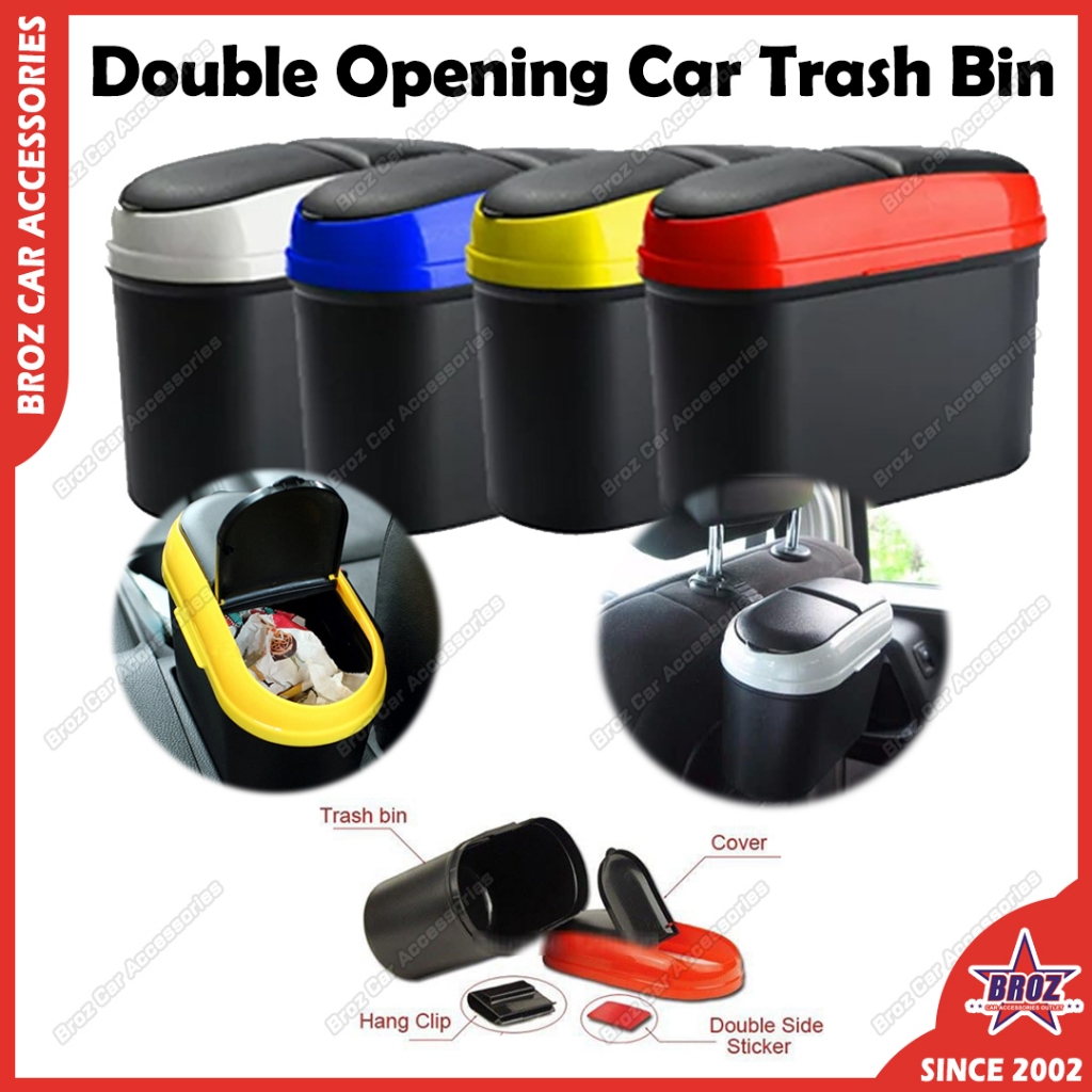 Double Opening Car Trash Bin Mini Dustbin Storage Box Convenient Garbage  Hook Home Rubbish Holder DIY Tong Sampah Kereta