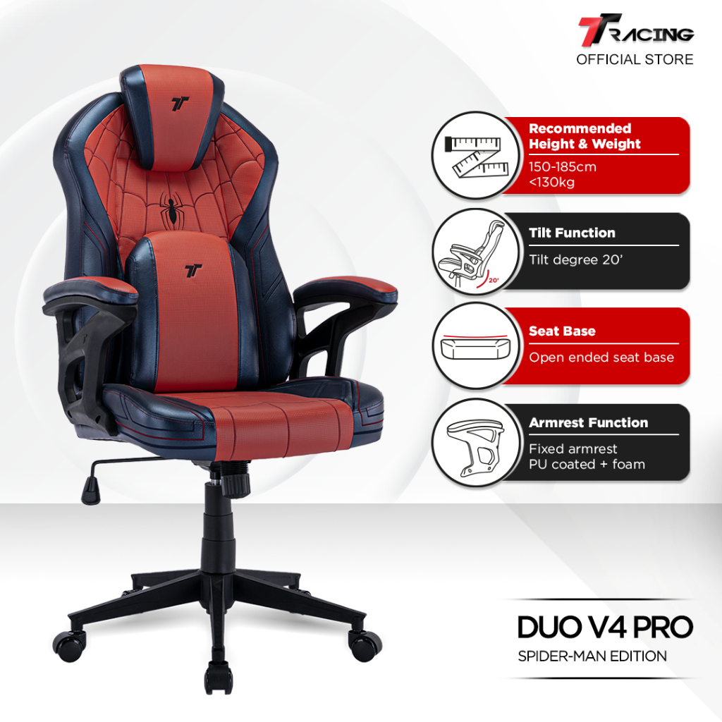 TTRacing Duo V4 Spider-Man Edition Gaming Chair Ergonomic Chair Office Chair  Kerusi Gaming - 2 Years Official Warranty