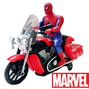 Spiderman motorbike shop toy