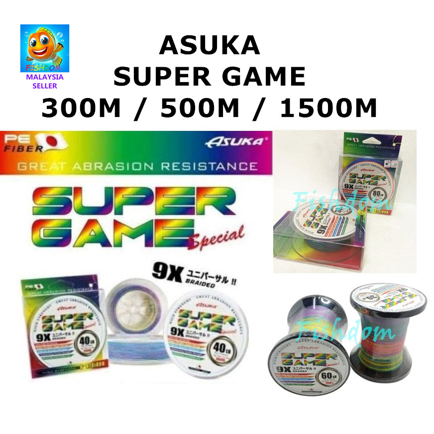 ASUKA SUPER GAME SPECIAL 9X BRAIDED 300M / 500M / 1500M MULTI COLOUR  FISHING LINE