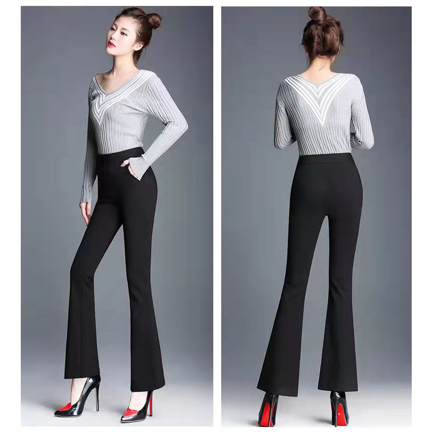 Stock in KL-085) LONG PANT Plus Size Women's Casual Mid Waist Long Elastic  Trousers office Pants