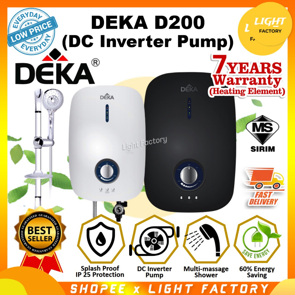 EXTRA DISCOUNT for Follower️‼️] DEKA D200 DC Pump Instant Water Heater DC  Pump Inverter Black / White Pemanas Air Mandi | Shopee Malaysia