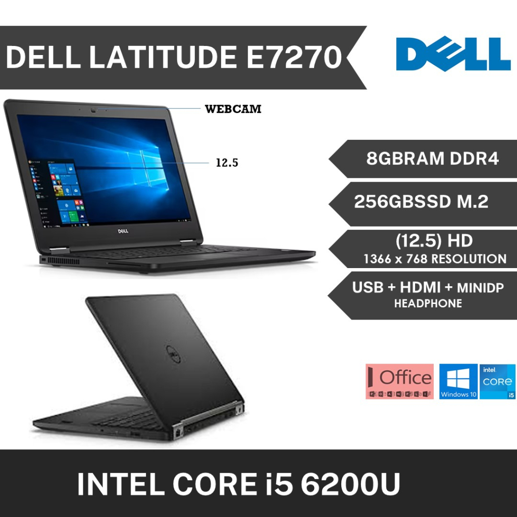 Dell latitude E7270 : Intel Core i5-6500U | 256GB SSD | 8GB DDR4