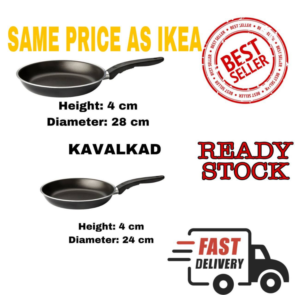 KAVALKAD Frying pan, black, Height: 2 Diameter: 11 - IKEA