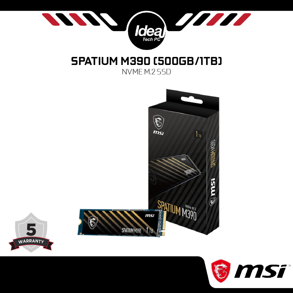 MSI SPATIUM M390 NVMe M.2 SSD PCIe Gen3x4 (500GB/1TB) | Up To