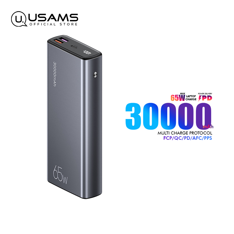 USAMS 30000mAh Power Bank 65W PD Fast Charging Powerbank Portable Exte