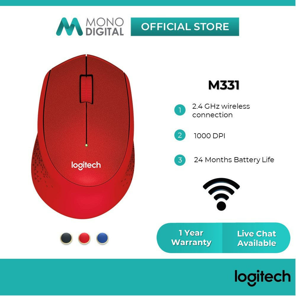 Logitech M330 Silent Plus Wireless Mouse, 2.4 GHz with USB Nano Receiver,  1000 DPI Optical Tracking, 3 Buttons, 24 Month Life Battery