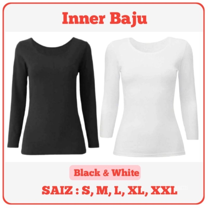 Inner baju lengan panjang inner perempuan kain lembut & Nipis (S-2XL)