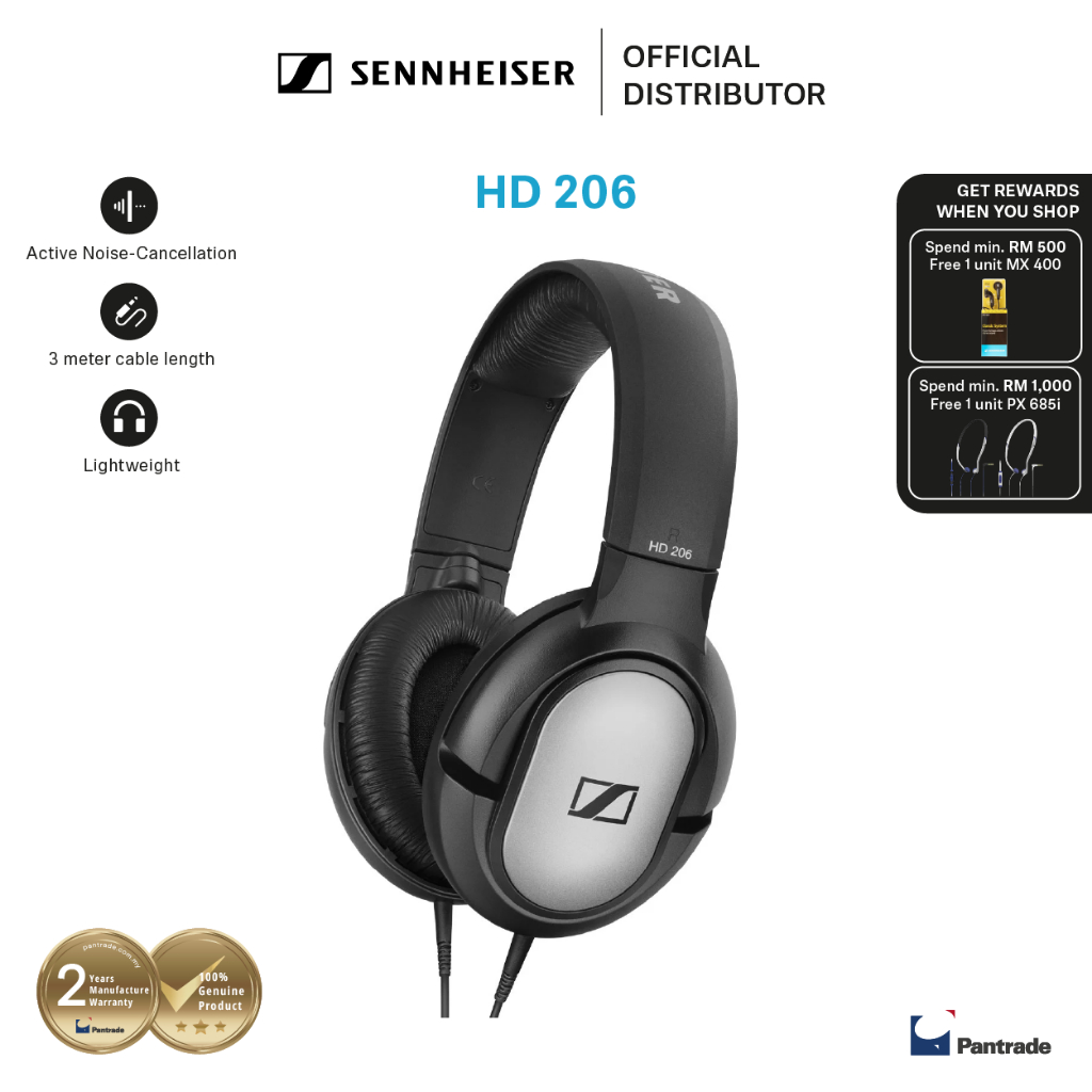 Sennheiser HD 206 Closed Back Over Ear Headphones Shopee Malaysia