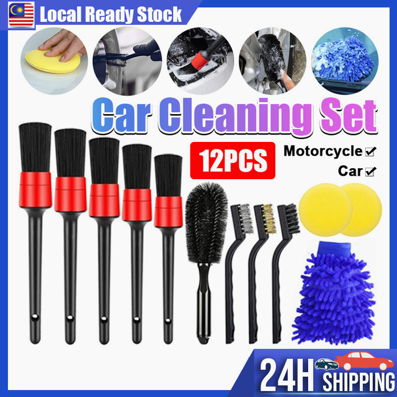 16 Pcs Car Cleaning Brush Kit Car Detailing Brushes Set Auto Wheel Cleaning  Brush Car Interior Washing Tools Car Tire Brush For Car Motorcycle Bike Ex