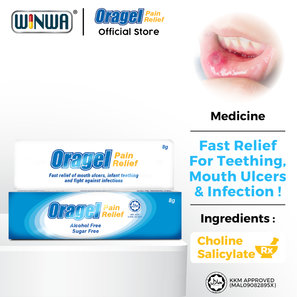 Oragel Pain Relief & Antiseptic (8g/15g) - For Mouth Ulcer, Teething & Gum  Infection