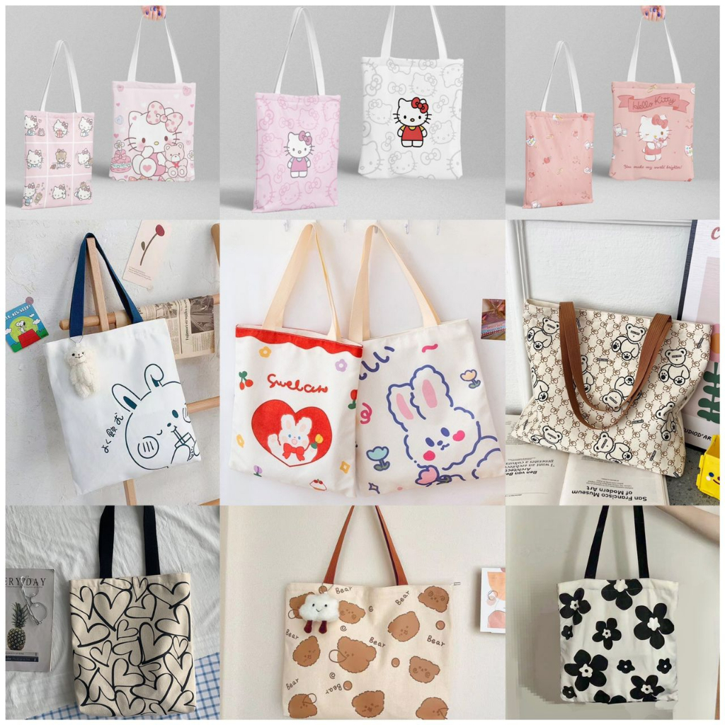 Canvas tote bag online korean