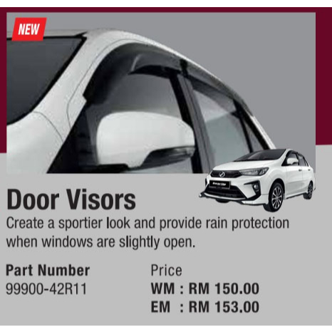 Gear Up Perodua Bezza Door Visor 100 Original Shopee Malaysia