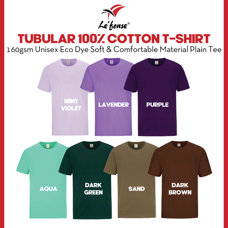 LEFONSE.MY The Best Soft Tubular 100% Cotton T-Shirt RC01 Unisex 160gsm  Round Neck Plain Tee Baju Kosong RC01 Group H