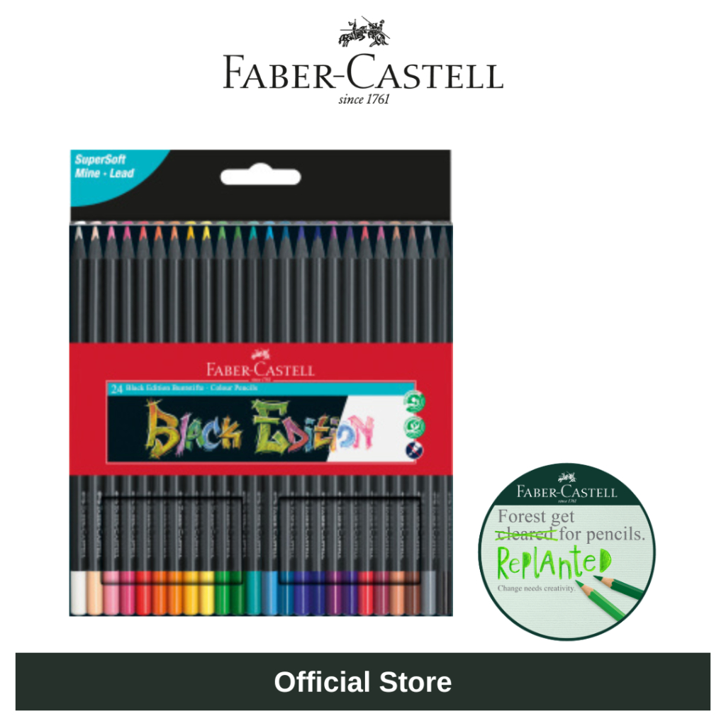 Faber-Castell Black Edition Supersoft Coloured Pencils Wallet of 50 or 100