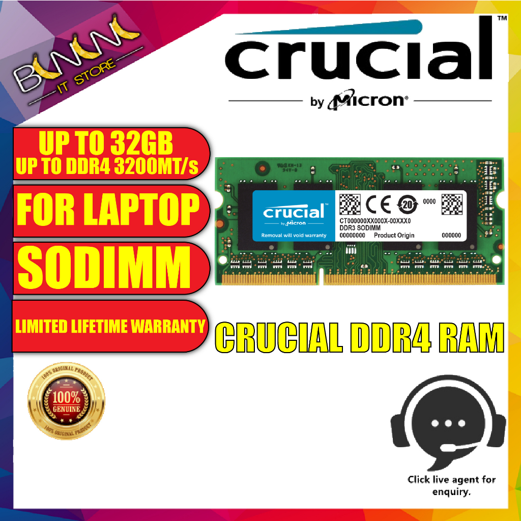 Crucial 16GB 260-Pin DDR4 SO-DIMM DDR4 3200 (PC4 25600) Laptop Memory Model  CT16G4SFRA32A 
