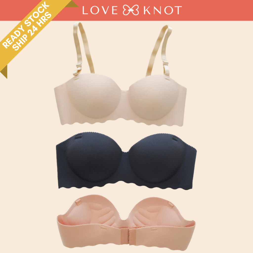 Buy Love Knot Seamless Wireless Push Up Bra Lingerie With Detachable Straps  (Black) Online