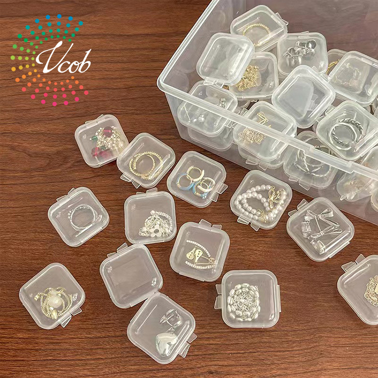 12pcs+1pc Mini Clear Plastic Beads Storage Box , Small Empty Organizer Box  With Hinged Lid For Storage Of Small Items, Jewelry,Hardware,DIY Art Craft