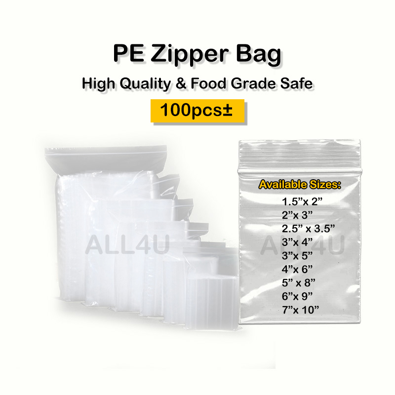 100pcs Extra Thick Clear Ziplock Plastic Bag Large Size Zip Lock Zipper Beg  Transparent Food Plastik