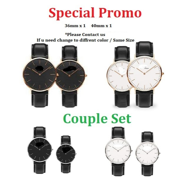 KL Couple Black White DW Watch Rose Gold Silver 36mm 40mm Free