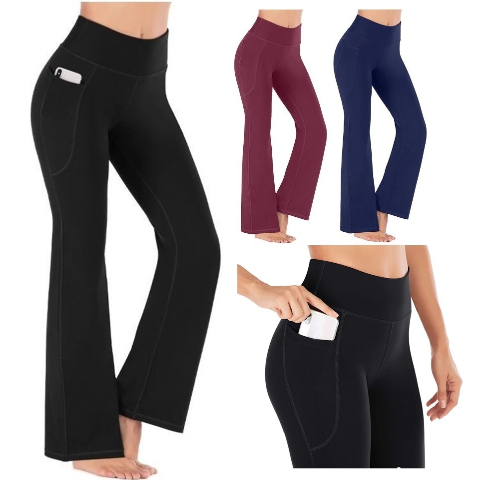 Women Pants Long Pants Boot Cut High Waist Pants Women Gym Pants Wide Leg  Pants Yoga Seluar Wanita