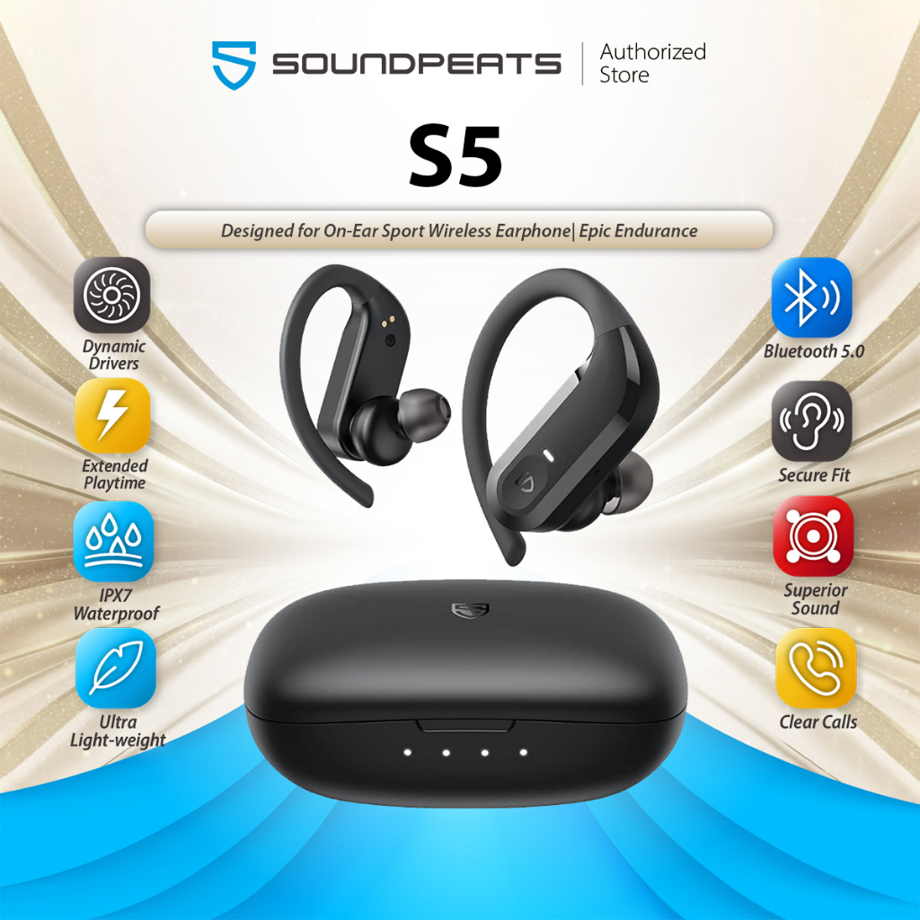 SoundPEATS S5 Bluetooth 5.0 Over Ear Hooks True Wireless Earbuds