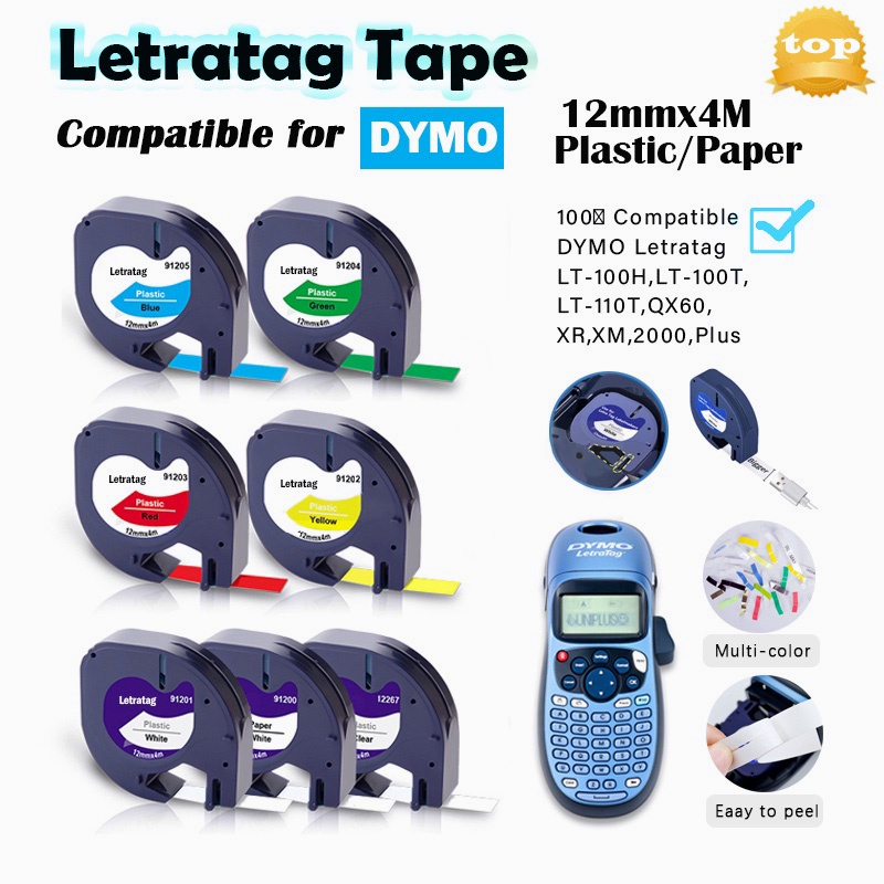 1pcs 91201 12267 for Dymo Letratag 91200 91202 12mm LT Label Tapes
