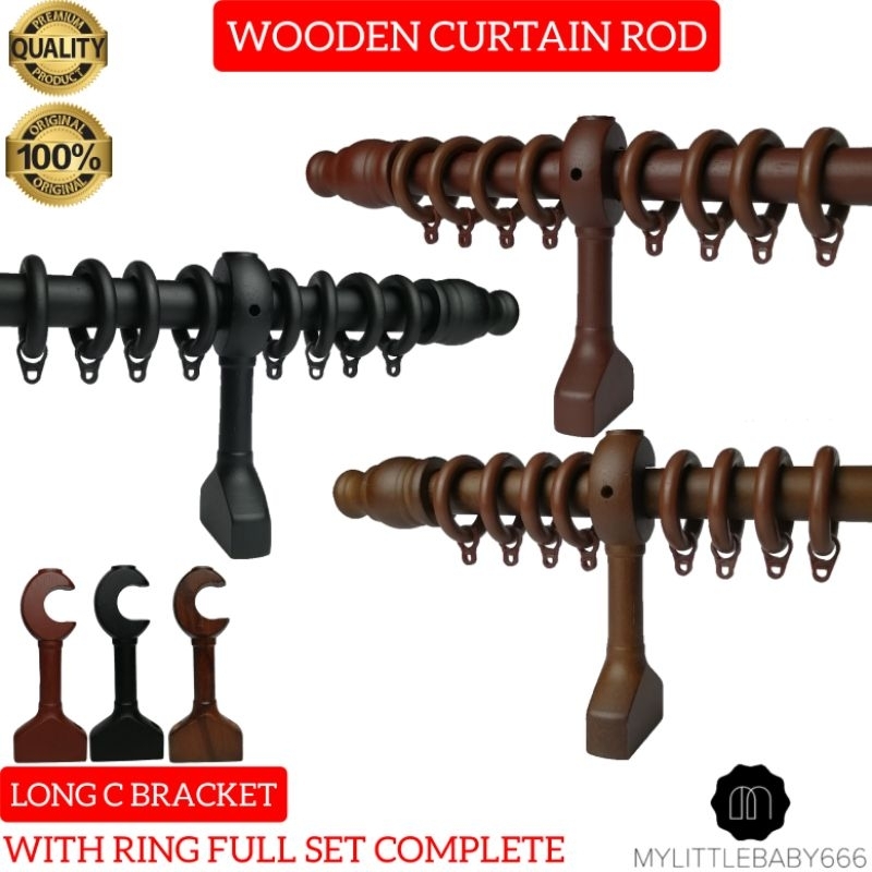 SYK Wooden Curtain Rod Dark Walnut Complete Set With Curtain Ring Curtain  Rod Holder Accessories Kayu Rod Langsir Home & Livings Decorations Negeri  Sembilan, Malaysia Supplier, Seller, Provider, Authorized Dealer