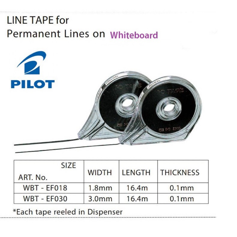 Pilot White Board Line Tape 1.8mmx16.4m