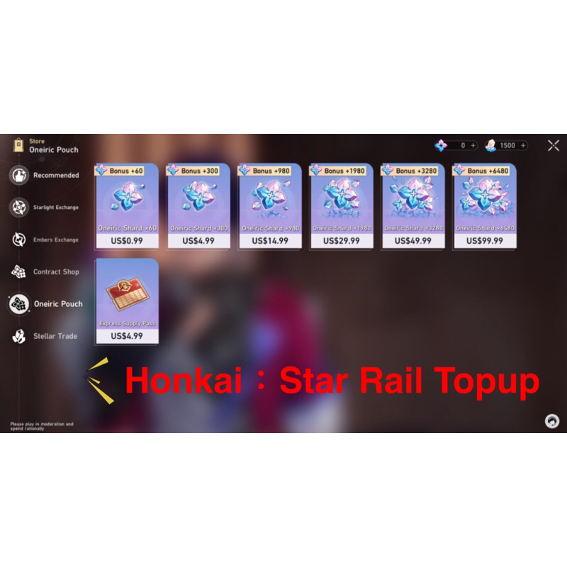 Honkai: Star Rail • Oneiric Shard ×3280