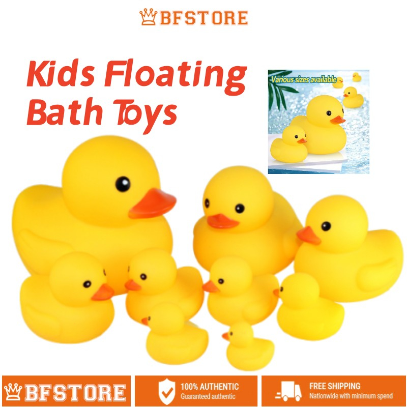 5Pcs/set kids Floating Bath Toys Mini Swimming Rings Rubber Yellow Ducks  Fishing Net Washing Swimming Toddler Toys Water Fun