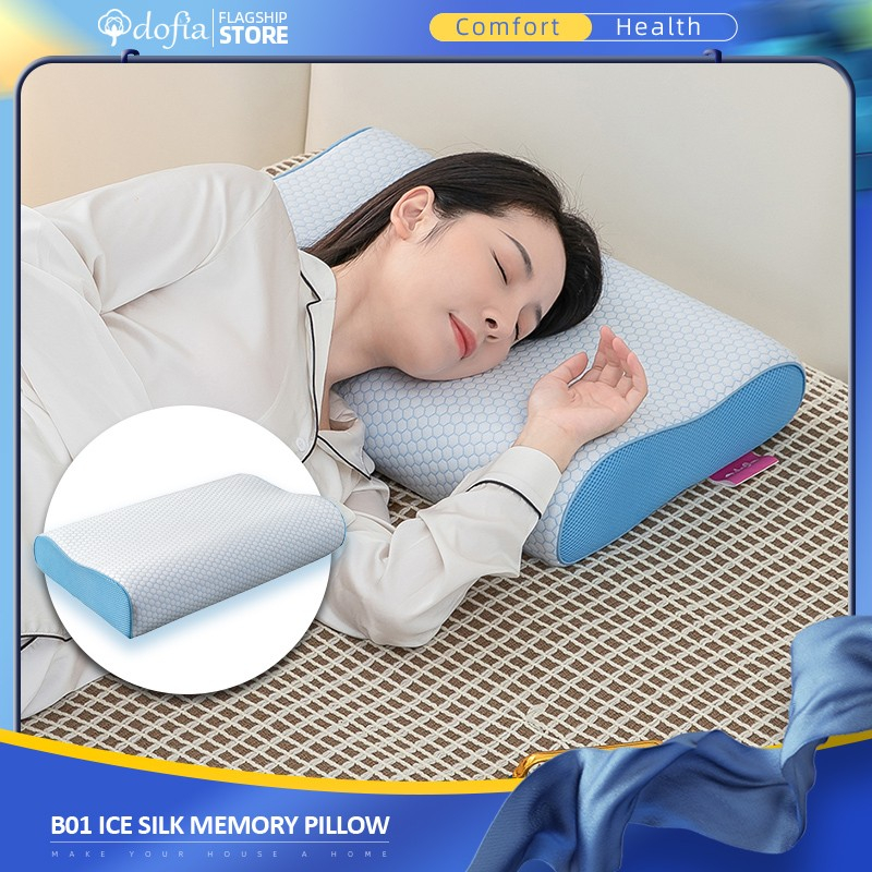 Dofia pillow Ice silk fiber pillow zero pressure memory foam cooling feeling ergonomic cervical orthopedic