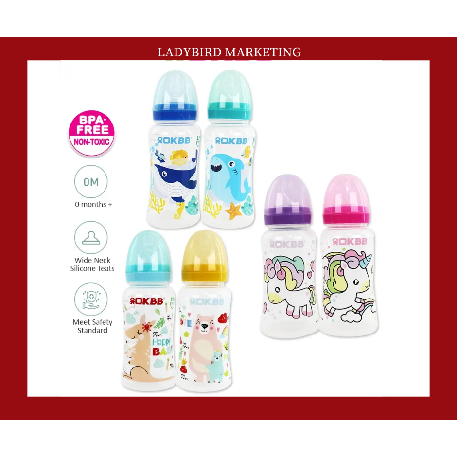 OKBB Twin Pack Baby Feeding Bottle Standard Neck Teats Feeding